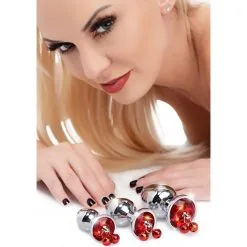 Booty Sparks Pack De 3 Plugs Anal Bijou Avec Clochettes Rouges -SexToys Soldes Boutique booty sparks pack 3 bijou anal rouge clochettes 3