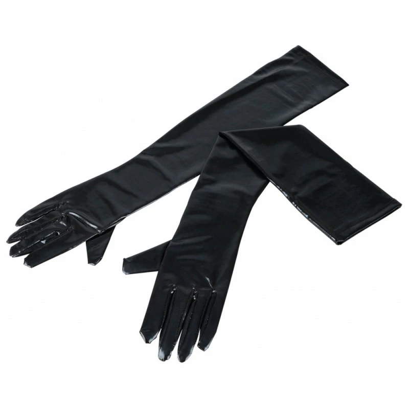 Cottelli Collection Gants Extra-Longs Wetlook Noirs 2 Cottelli Collection Gants Extra-Longs Wetlook Noirs – Image 2