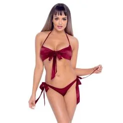 Cottelli Collection Maillot De Bain 2 Pièces Satiné Bordeaux -SexToys Soldes Boutique cottelli collection maillot de bain 2 pieces noueds bordeaux 2