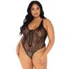 LEG AVENUE Body Dentelle Florale Laçage Noir GT