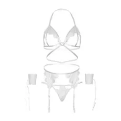 LEG AVENUE Ensemble 4 Pièces Ouvert 81653 Dentelle Blanche & Menottes -SexToys Soldes Boutique leg avenue ensemble 4 pieces 81653 dentelle blanche 5