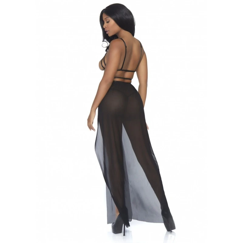 LEG AVENUE Robe Longue à Lanière Noire 2 LEG AVENUE Robe Longue à Lanière Noire – Image 2